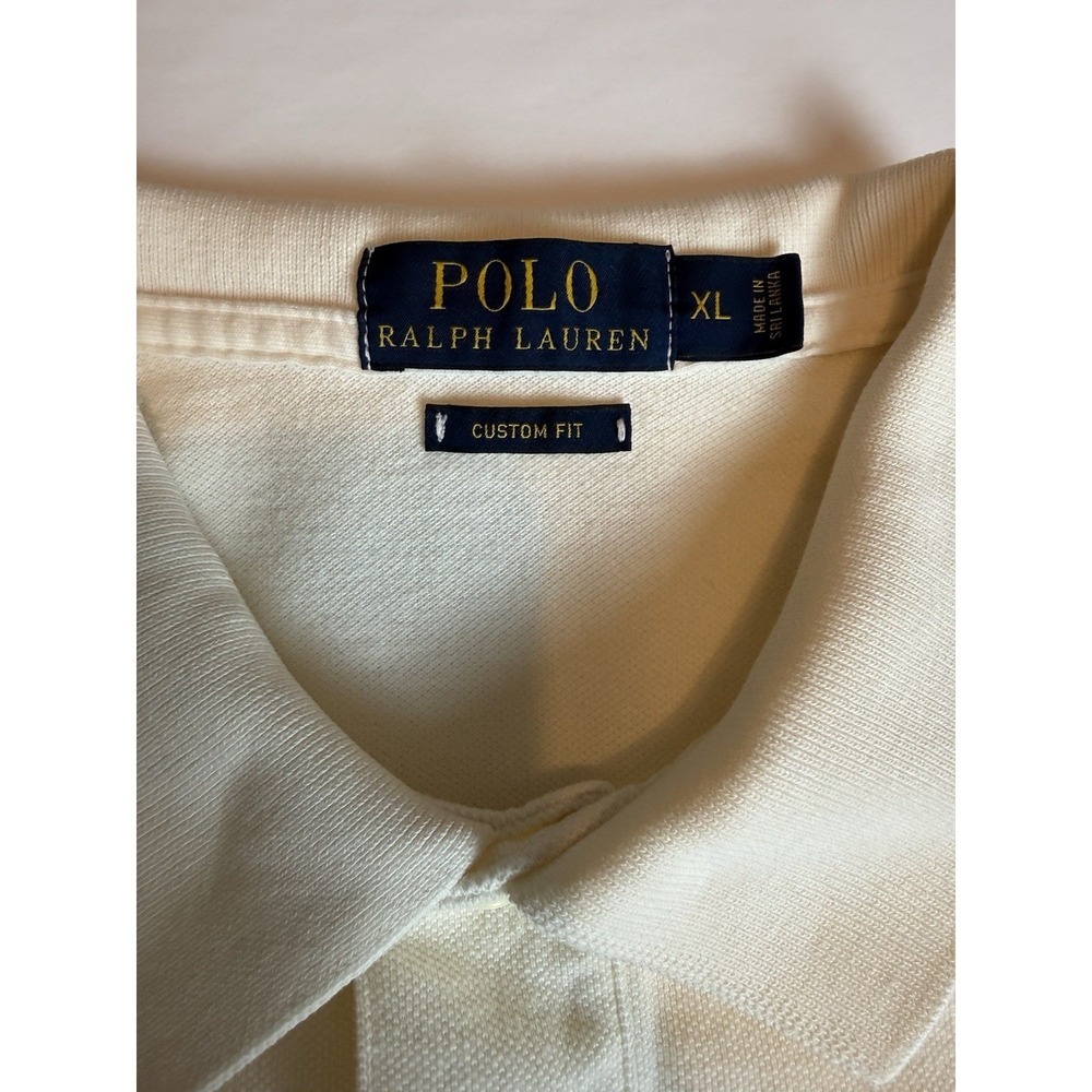 Polo Ralph Lauren-Custom Fit, Cream/Brown Pony, Casual, Preppy, Polo, Shirt. XL - Picture 7 of 9